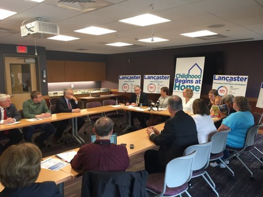 Lancaster County DA Craig Stedman participates in a discussion with legislators about the benefits of evidence-based home visiting programs on April 12, 2018 at Women and Babies Hospital in Lancaster.