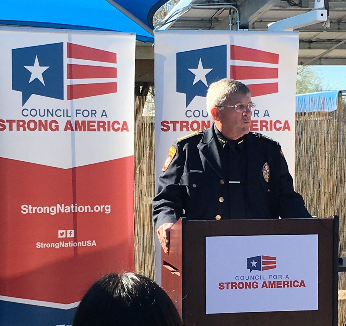 Oro Valley Police Chief Daniel Sharp speaking at a recent event