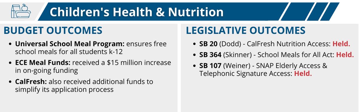 Children's health legislative outcomes